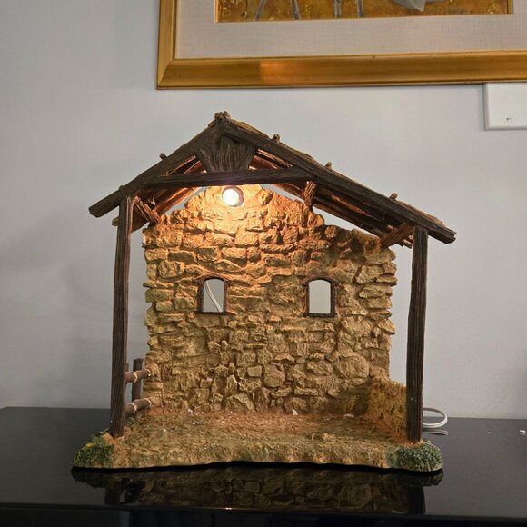 Traditions Lighted Nativity Crèche | 14.5” Christmas Stable | Rustic Holiday - Picture 1 of 10